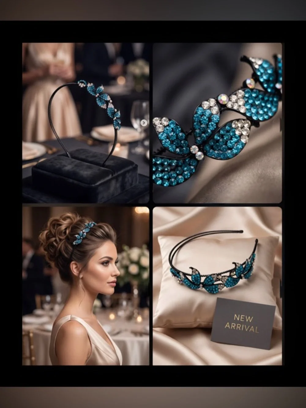 Multi Color Blue & AB Crystal Headband - Elegant Women's Hair Accessory